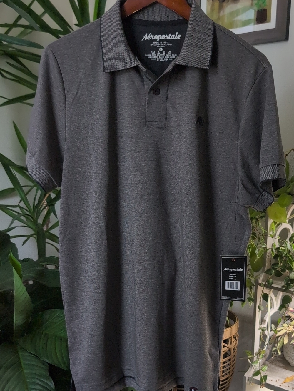NWT Aeropostale Men's Dark Heather Gray Polo Shirt